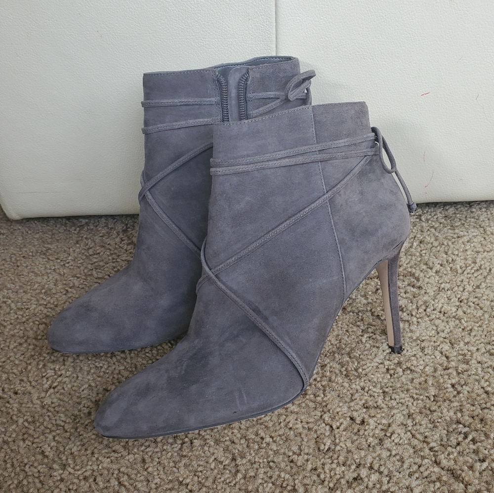 Ann Taylor Grey Suede Ankle Boots